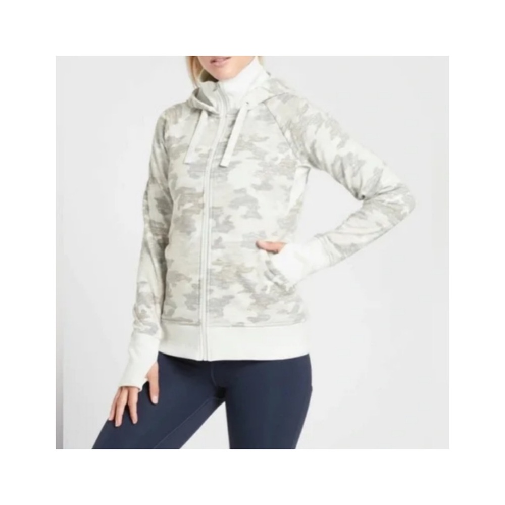 Athleta Triumph Light Gray Camo Zip Hoodie
